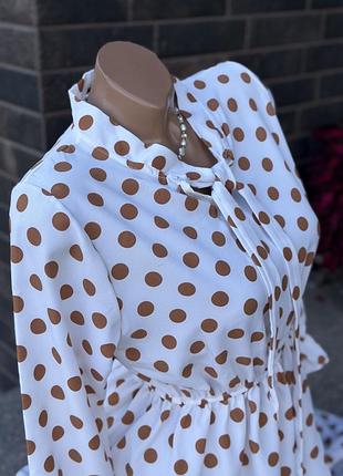 🍂 універсальна сукня міді в горошок polka dot 🤎🤍 4