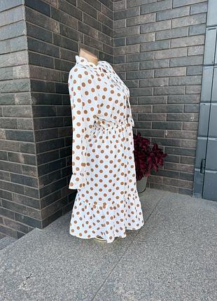 🍂 універсальна сукня міді в горошок polka dot 🤎🤍 7
