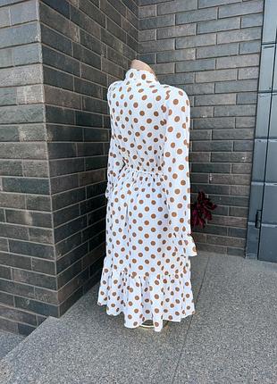 🍂 універсальна сукня міді в горошок polka dot 🤎🤍 6