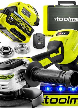 Болгарка (угловая шлифмашина) аккумуляторная 125мм 1400вт toolme (польша) 5243485