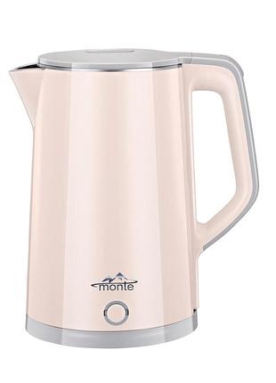 Електрочайник monte mt-1826 beige 1.7 л бежевий 5205637