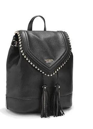Жіночий чорний міський рюкзак  victoria's secret ball stud flap