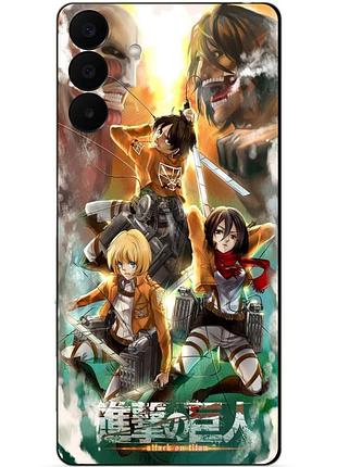 Чехол силиконовый бампер для samsung a27 с рисунком атака на титанов attack on titan