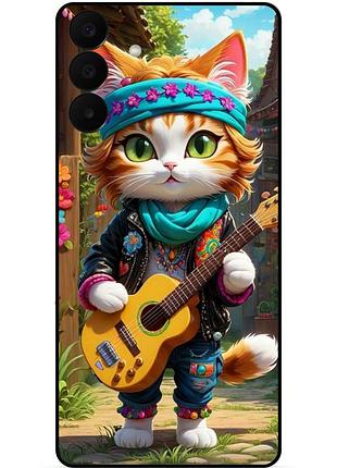 Силіконовий бампер чохол для samsung a27 з малюнком котик з гітарою
