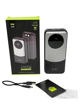 Павербанк универсальная мобильная зарядка 20000mah с быстрой зарядкой и кабелями