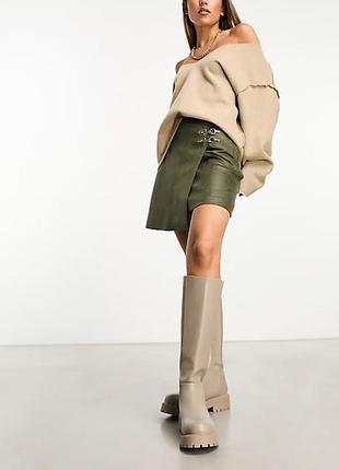 Спідниця міні на запах кольору хакі river island м нова