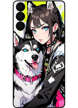 Чехол силиконовый бампер для samsung a27 с рисунком хаски аниме