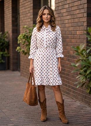 🍂 універсальна сукня міді в горошок polka dot 🤎🤍