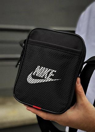 Чоловіча барсетка nike чорна, стильна барсетка найк через плече