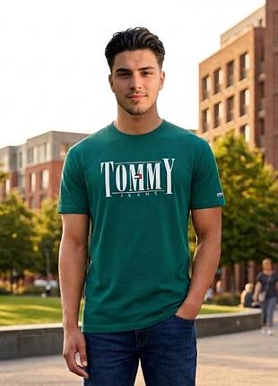 Футболка tommy jeans essential serif logo t-shirt green