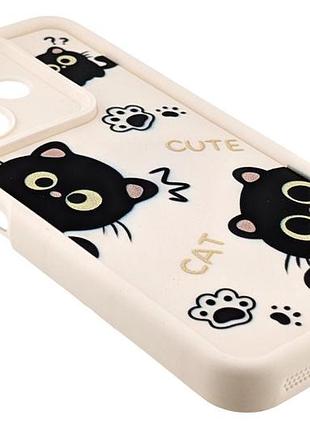 Чохол shock case print для oppo a3 (cph2669, cph3669) бампер силіконовий колір бежевий з малюнком cat 3