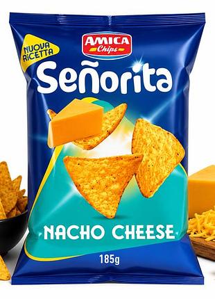 Чіпси amica chips кукурудзяні зі смаком сиру начо señorita nacho cheese, 185 г