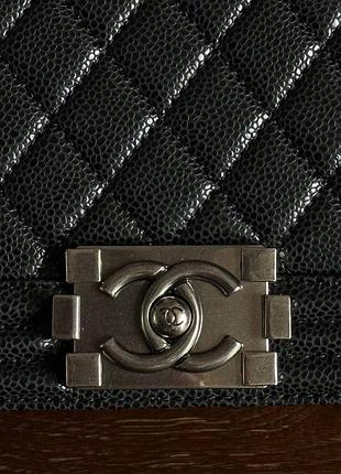 Женская сумка премиум medium boy black/silver caviar rhw 7