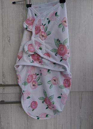 Спальний мішок-пелюшка summer infant swaddleme deluxe на липучках та змійка для дівчинки вагою 3,2-6,4кг