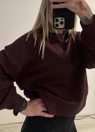 Шикарний світшот двохнитка від h&m xs бордового кольору оверсайз короткий