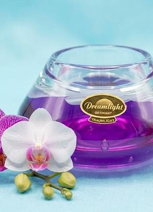 Оригінальний скляний свічник dreamlight germany з квітковою композицією всередині,ручна робота (traumlicht). (орхідея).
