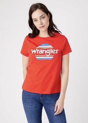 Стильна жіноча бавовняна футболка червоного кольору wrangler made in bangladesh, оригінал