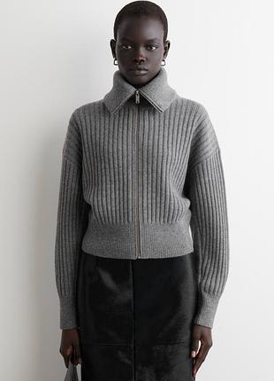 Джемпер женский cos ribbed merino wool jacket / м