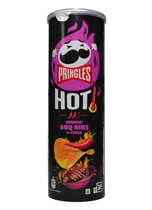 Чипси pringles гострі зі смаком копчених реберець smokin’ bbq ribs flavour hot, 160 г