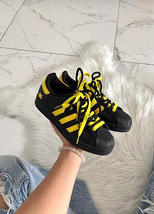 Жіночі кросівки adidas superstar pokemon black yellow custom