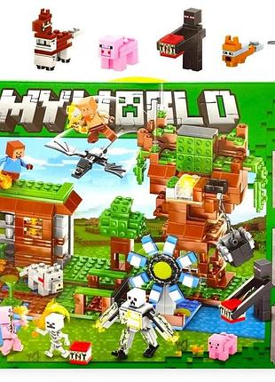 Конструктор для мальчика lb 1138 minecraft майнкрафт led подсветка 653 детали, фигурки 12