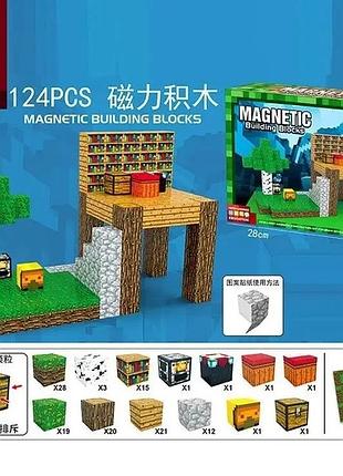 Конструктор магнитный для мальчика t 124 майнкрафт 124 деталей minicraft