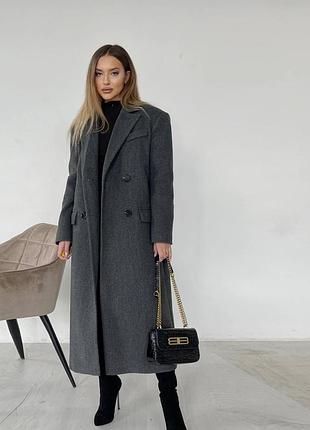Женское пальто прямого кроя из кашемира не утепленное цвет графит xl