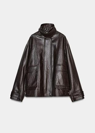 Zara шоколадна куртка коричнева косуха зара бомбер