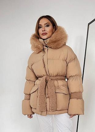 Пуховик с опушкой cresh puffer