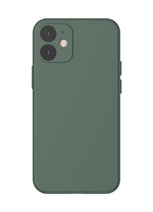 Чехол baseus для iphone 12 liquid silica gel, dark green (wiapiph61n-yt6a) 4772935