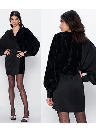 Чёрное мини - платье на запах zara
