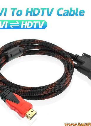 Кабель перехідник hdmi dvi hdmi-адаптер для монітора з позолоченими контактами та екранувальним обплетенням 1,5м