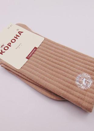 Высокие носки кашемир с силиконом на подошве 37-41 капучино корона 795