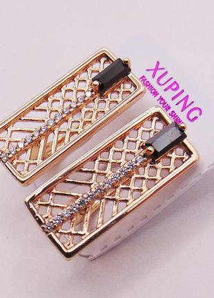 Сережки медсплав із фіанітами xuping 21х8 мм xp305