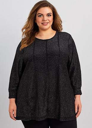 Тонкий джемпер із люрексом kiss me 8029 2xl-3xl чорний