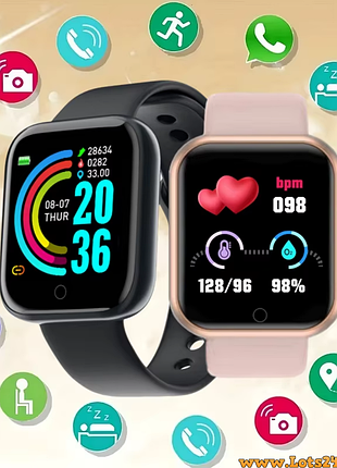 Smart watch y68 розумний смарт годинник чоловічий жіночий фітнес браслет bluetooth музика трекер активності сну крокомір пульс