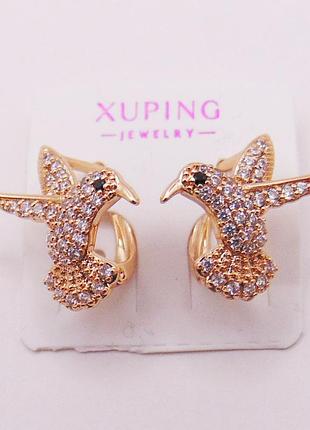 Серьги медицинский сплав с фианитами xuping 16х15мм xp307