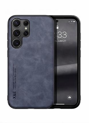 Чохол накладка з текстурою шкіри для samsung galaxy s25 ultra (blue / синій)