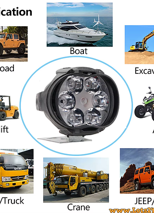 Фара дополнительная светодиодная 6 led мотоцикл скутер мтз внедорожник 12v 8w круглая водонепроницаемая белая птф дхо drl