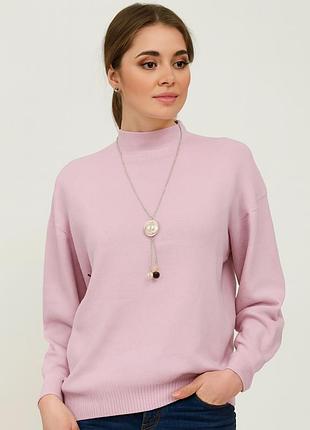 Светр із коміром-стійкою з прикрасою one size рожевий яна 321
