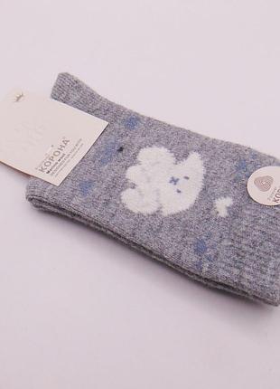 Мериносовые носки с собачками 36-41 серые корона 5431