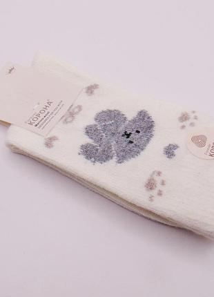 Мериносовые носки с собачками 36-41 белые корона 5431