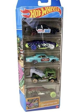 Набір металевих машинок hot wheels 1:64 — demo destruction, 5 шт.