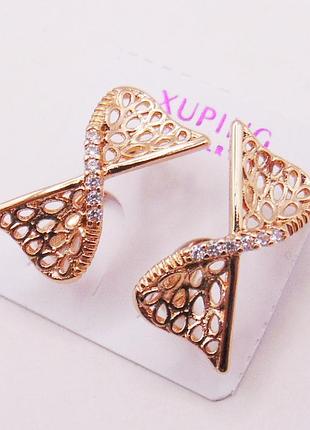 Серьги медицинский сплав с фианитами xuping 17х18мм xp308