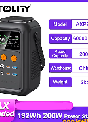 Павербанк зарядная станция ctolity axp200 200w lifepo4 192wh 60000mah pd 140w для ноутбука кемпинга блекаута