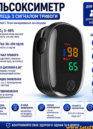 Пульсоксиметр на палец oled портативный прибор для измерения spo2 сатурации кислорода пульса с сигналом тревоги