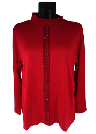 Женский джемпер с воротником стойкой l-xl красный rbossi 1236
