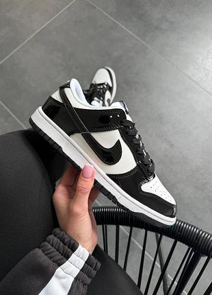 Жіночі кросівки nike dunk low black white patient