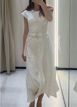 Zara платье миди жаккардовое