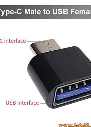 Otg адаптер переходник с usb type c папа на usb type a мама конвертер